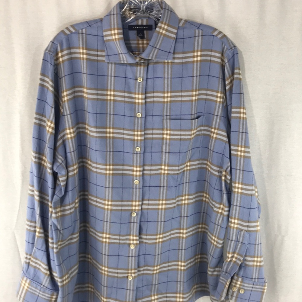 Lands End Boys Checkered Portuguese Flannel - L